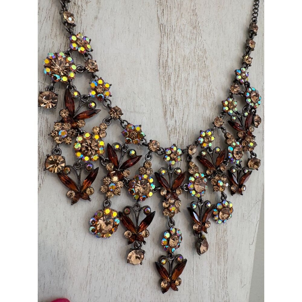 Vintage Aurora Borealis Crystal Swarovski Necklace BEAUTIFUL!!! Fall Colors - Picture 3 of 6